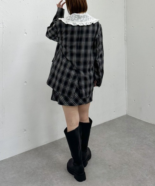 archives(アルシーヴ)の「【SETUP対応】3wayレースカラーチェックテーラードジャケット(テーラードジャケット・レディース・ブラウン/チャコールグレー・MEDIUM)」の8枚目の写真