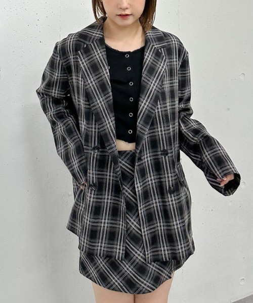 archives(アルシーヴ)の「【SETUP対応】3wayレースカラーチェックテーラードジャケット(テーラードジャケット・レディース・ブラウン/チャコールグレー・MEDIUM)」の11枚目の写真