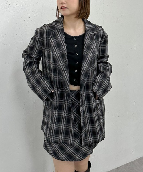 archives(アルシーヴ)の「【SETUP対応】3wayレースカラーチェックテーラードジャケット(テーラードジャケット・レディース・ブラウン/チャコールグレー・MEDIUM)」の12枚目の写真