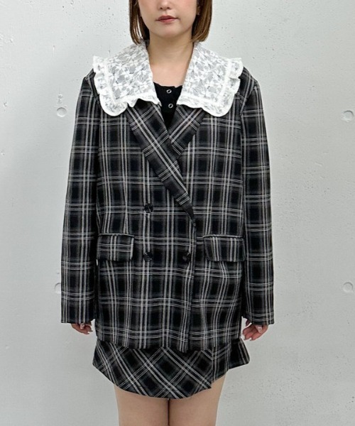 archives(アルシーヴ)の「【SETUP対応】3wayレースカラーチェックテーラードジャケット(テーラードジャケット・レディース・ブラウン/チャコールグレー・MEDIUM)」の14枚目の写真