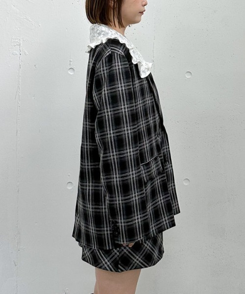 archives(アルシーヴ)の「【SETUP対応】3wayレースカラーチェックテーラードジャケット(テーラードジャケット・レディース・ブラウン/チャコールグレー・MEDIUM)」の15枚目の写真