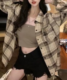 オーバーサイズチェック柄シャツ