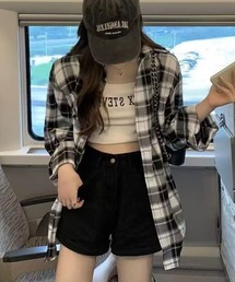 オーバーサイズチェック柄シャツ
