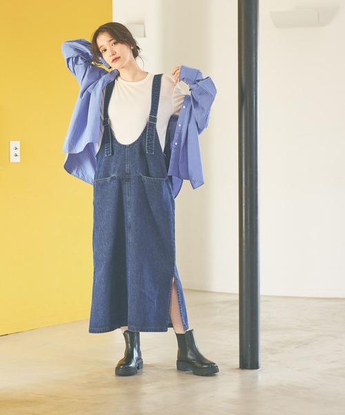 days》ダブルフロントデニムジャンパースカート（ワンピース）｜studio