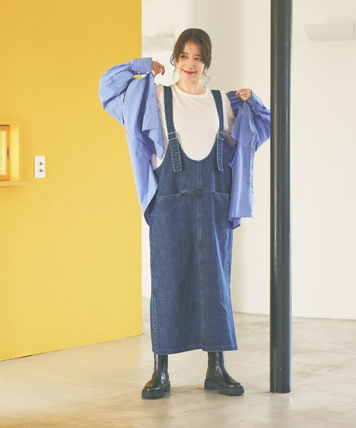 days》ダブルフロントデニムジャンパースカート（ワンピース）｜studio