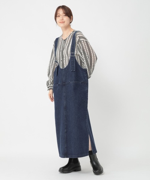 studio CLIP（スタディオクリップ）の「《days》ダブルフロントデニムジャンパースカート（ワンピース・レディース・ブラック/インディゴブルー・FREE）」の19枚目の写真