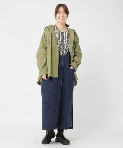 studio CLIP（スタディオクリップ）の「《days》ダブルフロントデニムジャンパースカート（ワンピース・レディース・ブラック/インディゴブルー・FREE）」の14枚目の写真