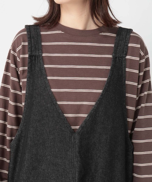 studio CLIP（スタディオクリップ）の「《days》ダブルフロントデニムジャンパースカート（ワンピース・レディース・ブラック/インディゴブルー・FREE）」の10枚目の写真