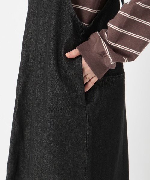 studio CLIP（スタディオクリップ）の「《days》ダブルフロントデニムジャンパースカート（ワンピース・レディース・ブラック/インディゴブルー・FREE）」の8枚目の写真