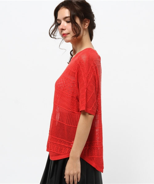 OUTLET（アウトレット）の「【Discoat】スカシ裾ラウンドP/O（ニット/セーター・レディース・レッド系その他・LARGE）」の3枚目の写真