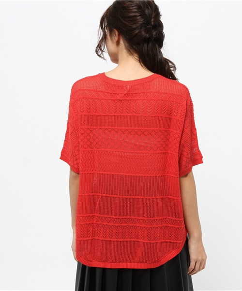 OUTLET（アウトレット）の「【Discoat】スカシ裾ラウンドP/O（ニット/セーター・レディース・レッド系その他・LARGE）」の4枚目の写真