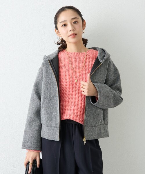 un dix cors（アンディコール）の「《こなれ感を演出》ツイードボンディングパーカー（パーカー・レディース・グレー・FREE）」の20枚目の写真