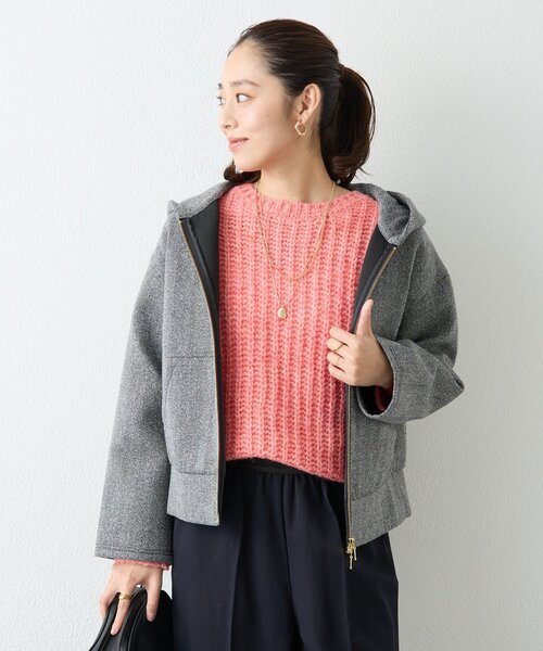 un dix cors（アンディコール）の「《こなれ感を演出》ツイードボンディングパーカー（パーカー・レディース・グレー・FREE）」の2枚目の写真