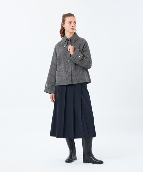 MACKINTOSH PHILOSOPHY(マッキントッシュ フィロソフィー)の「【WEB&一部店舗限定】【WELBURY SHORT(ウェルベリーショート)】HEAT TWEED製(ステンカラーコート・レディース・チャコールグレー/ブラウン・38)」の3枚目の写真