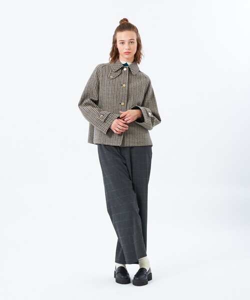 MACKINTOSH PHILOSOPHY(マッキントッシュ フィロソフィー)の「【WEB&一部店舗限定】【WELBURY SHORT(ウェルベリーショート)】HEAT TWEED製(ステンカラーコート・レディース・チャコールグレー/ブラウン・38)」の4枚目の写真