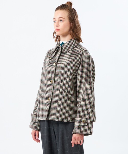 MACKINTOSH PHILOSOPHY(マッキントッシュ フィロソフィー)の「【WEB&一部店舗限定】【WELBURY SHORT(ウェルベリーショート)】HEAT TWEED製(ステンカラーコート・レディース・チャコールグレー/ブラウン・38)」の6枚目の写真