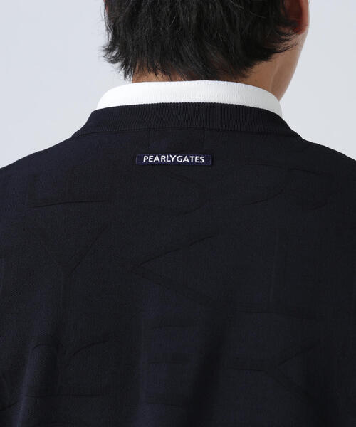 PEARLY GATES(パーリーゲイツ)の「【PEARLY GATES】14Gクルーネックニットプルオーバー <ジャガードロゴ総柄>(ニット/セーター・メンズ・ネイビー/グリーン/ホワイト・LARGE/X-LARGE/MEDIUM)」の6枚目の写真
