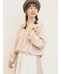 ノーカラージャケット（ピンク/桃色系・リボン）ファッション通販