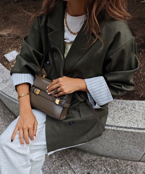 esutoreja（エストレジャ）の「レイヤードダブルテーラードジャケット（テーラードジャケット・レディース・チャコール/ベージュ/カーキ・FREE）」の10枚目の写真