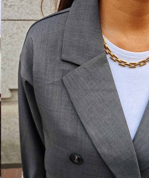 esutoreja（エストレジャ）の「レイヤードダブルテーラードジャケット（テーラードジャケット・レディース・チャコール/ベージュ/カーキ・FREE）」の16枚目の写真