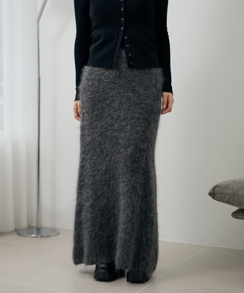 mohair mermaid long knit skirt /モヘアマーメイドロングニット