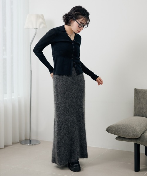 LAULEN(ローレン)の「mohair mermaid long knit skirt /モヘアマーメイドロングニットスカート(スカート・レディース・モカ/チャコールグレー・FREE)」の9枚目の写真