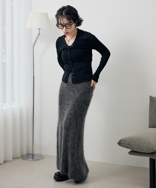 mohair mermaid long knit skirt /モヘアマーメイドロングニット