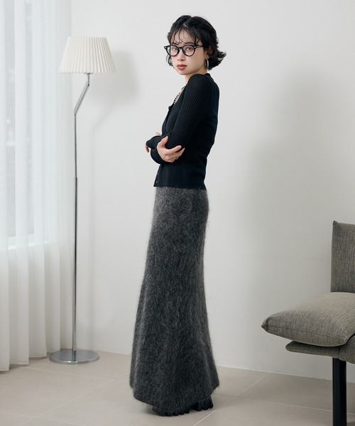 LAULEN(ローレン)の「mohair mermaid long knit skirt /モヘアマーメイドロングニットスカート(スカート・レディース・モカ/チャコールグレー・FREE)」の7枚目の写真