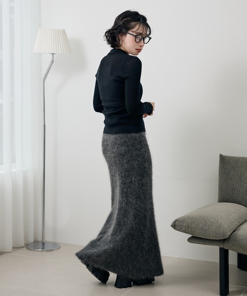 LAULEN(ローレン)の「mohair mermaid long knit skirt /モヘアマーメイドロングニットスカート(スカート・レディース・モカ/チャコールグレー・FREE)」の6枚目の写真