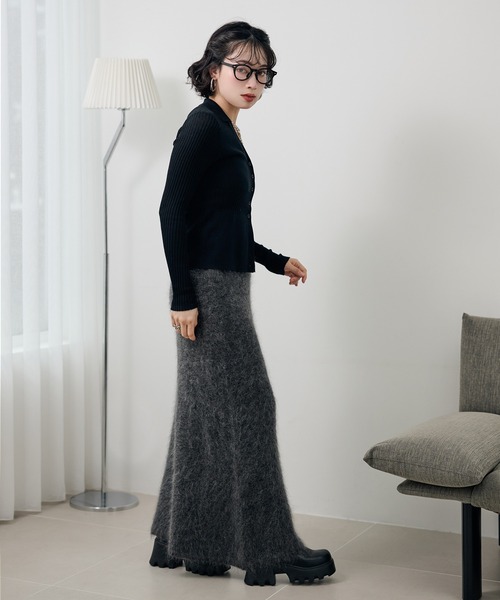 mohair mermaid long knit skirt /モヘアマーメイドロングニット