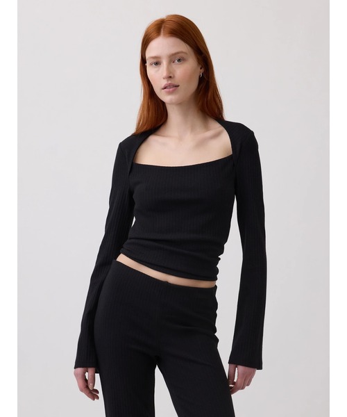 GAP(ギャップ)の「モダンリブ エンベロープネック トップス(Tシャツ/カットソー・レディース・ブラウン/ブラック・XS/S/M/L/XL/XXS)」の2枚目の写真