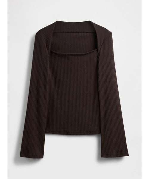 GAP(ギャップ)の「モダンリブ エンベロープネック トップス(Tシャツ/カットソー・レディース・ブラウン/ブラック・XS/S/M/L/XL/XXS)」の5枚目の写真