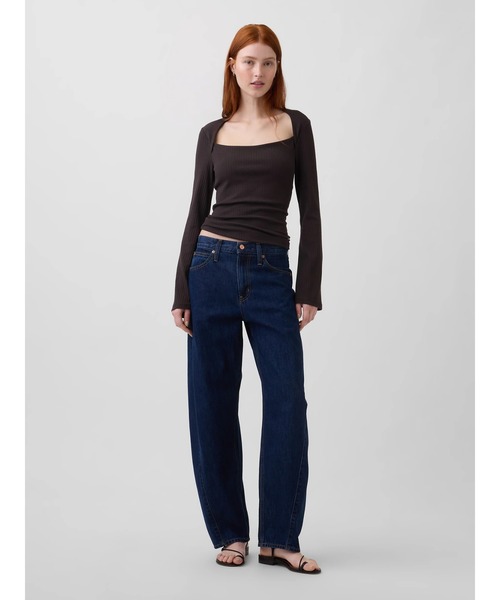 GAP(ギャップ)の「モダンリブ エンベロープネック トップス(Tシャツ/カットソー・レディース・ブラウン/ブラック・XS/S/M/L/XL/XXS)」の7枚目の写真