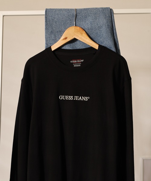 GUESS JEANS（ゲスジーンズ）の「GUESS JEANS GJ LS CN REG EMBRO TEE ゲス刺繍ロゴ 長袖Tシャツ（Tシャツ/カットソー・メンズ・ホワイト/ブラック・XL/S/L）」の2枚目の写真