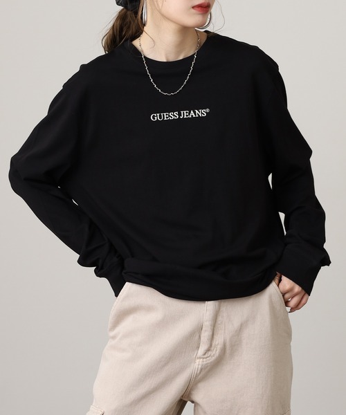 GUESS JEANS（ゲスジーンズ）の「GUESS JEANS GJ LS CN REG EMBRO TEE ゲス刺繍ロゴ 長袖Tシャツ（Tシャツ/カットソー・メンズ・ホワイト/ブラック・XL/S/L）」の5枚目の写真