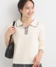Cutie Blonde | 【S-LL】2枚襟配色のポロニット(ニット/セーター)