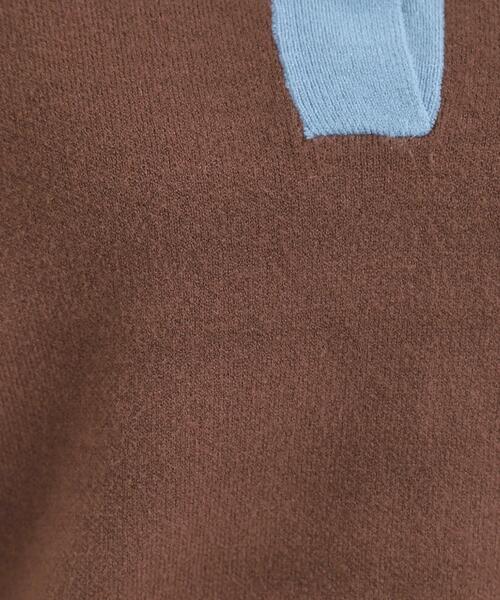 Cutie Blonde(キューティーブロンド)の「【S-LL】配色がポイントの2枚襟ポロニット(ニット/セーター・レディース・グレー/オフホワイト/ダークブラウン・04/03/02/01)」の11枚目の写真