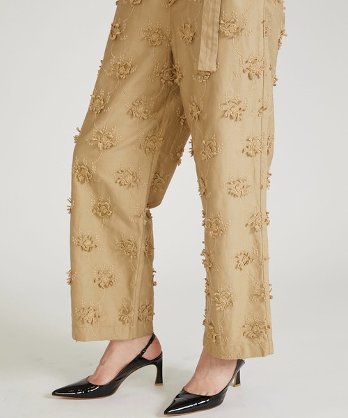 セール】【crinkle crinkle crinkle】3D embroidery twill easy pants