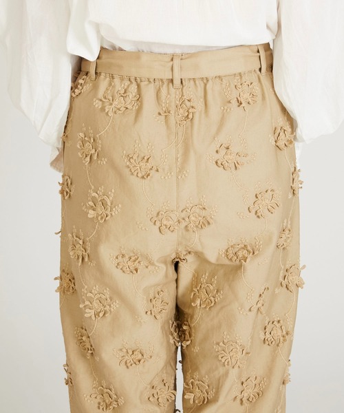 セール】【crinkle crinkle crinkle】3D embroidery twill easy pants