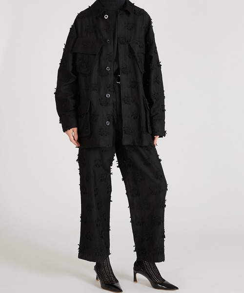 セール】【crinkle crinkle crinkle】3D embroidery twill easy pants