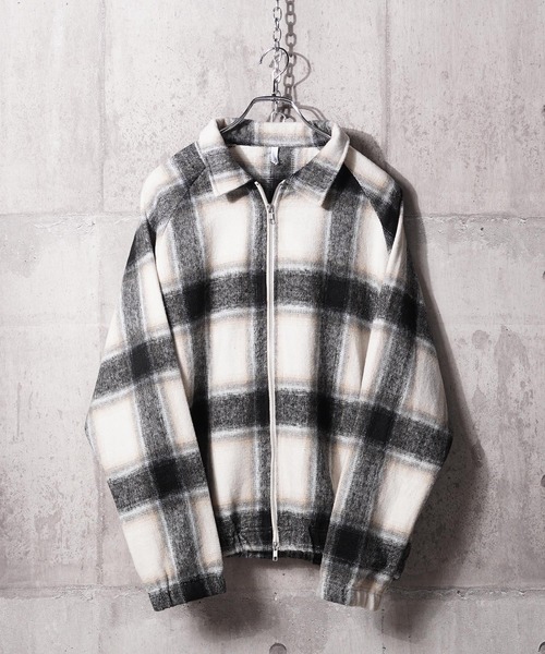 1111clothing(ワンフォークロージング)の「オンブレチェック ドルマン ジャケット / Ombre Check Dolman Jacket(ブルゾン・メンズ・オフホワイト/ブラウン/ブラック・M/L)」の6枚目の写真