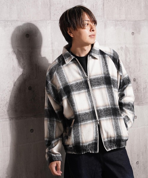 1111clothing(ワンフォークロージング)の「オンブレチェック ドルマン ジャケット / Ombre Check Dolman Jacket(ブルゾン・メンズ・オフホワイト/ブラウン/ブラック・M/L)」の22枚目の写真