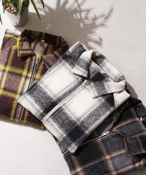 1111clothing(ワンフォークロージング)の「オンブレチェック ドルマン ジャケット / Ombre Check Dolman Jacket(ブルゾン・メンズ・オフホワイト/ブラウン/ブラック・M/L)」の7枚目の写真