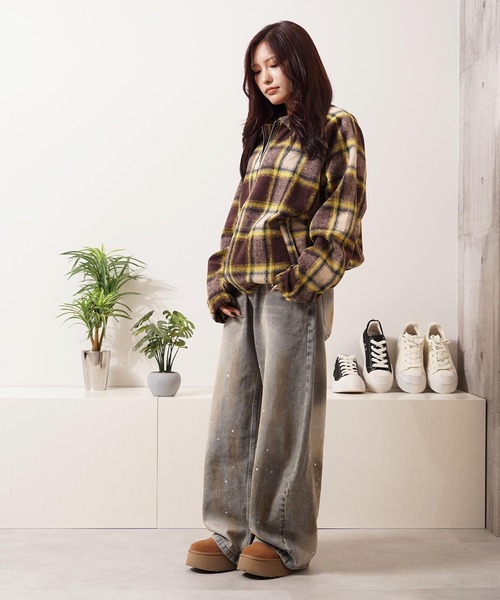 1111clothing(ワンフォークロージング)の「オンブレチェック ドルマン ジャケット / Ombre Check Dolman Jacket(ブルゾン・メンズ・オフホワイト/ブラウン/ブラック・M/L)」の8枚目の写真