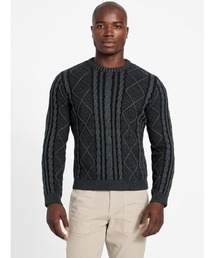 Guess | Long Sleeves Crew Neck Cable Stitch Adrian Sweater ニット セーター(ニット/セーター)