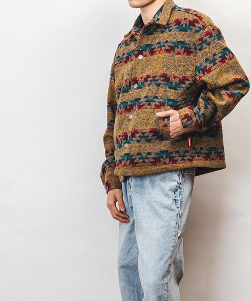 garsonwave(ギャルソンウェーブ)の「Healthknit Product ヘルスニットプロダクト コヨーテ 刺繍 オルテガ柄 ジャケット(GW)(その他アウター・メンズ・ブラック/ブラウン・M/L/XL)」の2枚目の写真