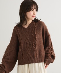 ESCAR（エスカー）の「■ESCAR フリンジケーブルポップコーンニット（ニット/セーター）」