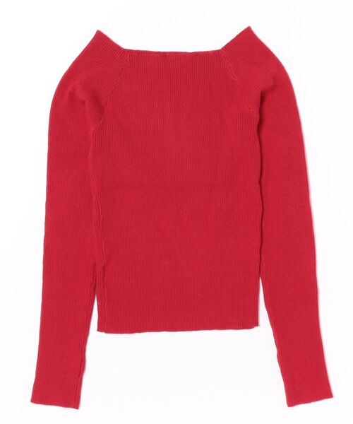 M.deux（エムドゥ）の「スクエアオフショルニット（ニット/セーター・レディース・レッド・MEDIUM）」の13枚目の写真