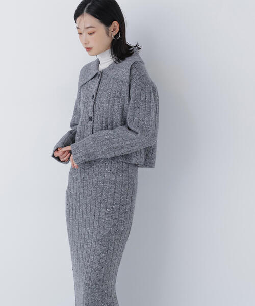 NATURAL BEAUTY BASIC（ナチュラルビューティーベーシック）の「◇スパンコールラメニットセットアップ（ワンピース・レディース・グレー/ブルー・P/S/MEDIUM）」の2枚目の写真