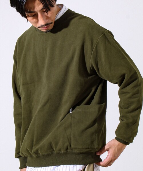 GLOSTER（グロスター）の「【ディテールで差がつく】バックステッチサイドポケットスウェット（スウェット・メンズ・ブラック/ボルドー/グレー/オリーブ・S/M/L）」の3枚目の写真